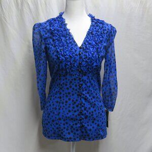 Women’s Dressy Ruffle Trim Button Front Blouse
